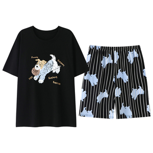 100%棉男士夏季卡通睡衣休闲套装