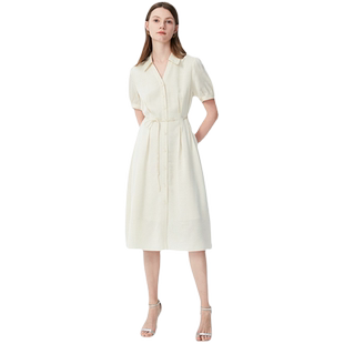 Lavinia简约气质通勤衬衫裙女夏新款宽松舒适雪纺连衣裙