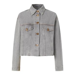 IMM尹默春高密牛仔棉面料重工箱型牛仔短外套夹克上衣女