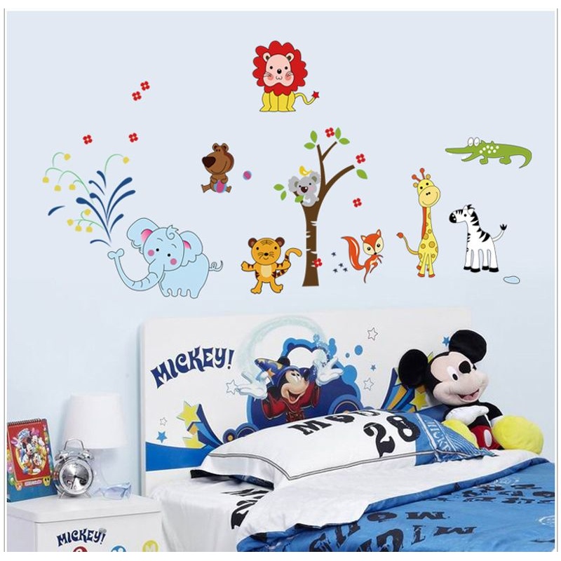新款直销卡通墙贴儿童房幼儿园装饰贴画贴纸壁饰AY9221动物乐园裸