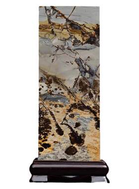 定做国画天然奇石花瓶笔筒四方柱实木底座摆件办公室玄关镇宅石头