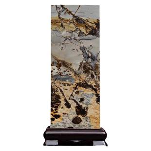 定做国画天然奇石花瓶笔筒四方柱实木底座摆件办公室玄关镇宅石头