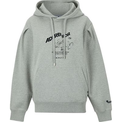 【折扣】Ader Error 秋冬女士灰色刺绣印花连帽卫衣