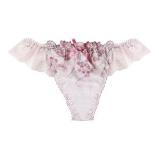 Risa Magli优丽娜娜刺绣T字内裤牛奶丝透气甜美丁字裤白粉蓝906