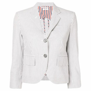 [12期免息]THOM BROWNE 女士中灰色棉质西服外套