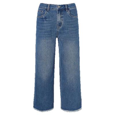 秸熙显瘦纯色直筒九分牛仔裤