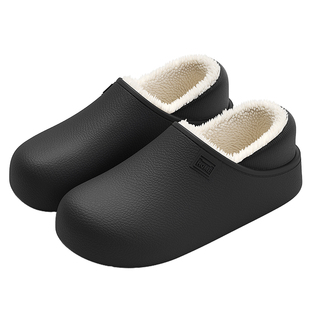 红豆防水棉拖鞋男款冬季包跟室内家居保暖加绒厚底防滑棉鞋女外穿