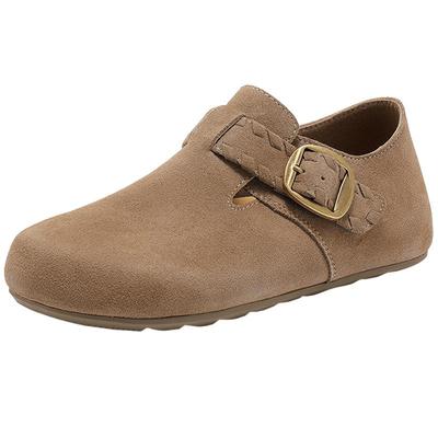 森达真皮全包软底勃肯鞋女