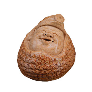 竹雕浙派大师张念超雕刻笑口常开把件精品老竹根雕手把件文玩摆件