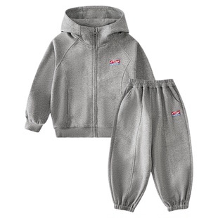 男童套装2026新款帅气时髦宽松中大童连帽运动春秋款女童两件套潮