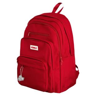 书包女大学生韩国大容量多层设计高中学生校园双肩包红色宝藏背包