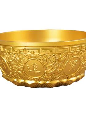 全黄铜日进斗金纯铜聚宝盆钱币室内玄关招财聚财礼品铜器摆件