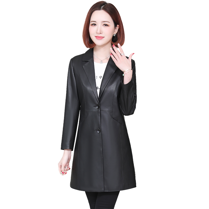 真皮皮衣女2025春秋季新款修身显瘦妈妈海宁绵羊皮风衣外套中长款