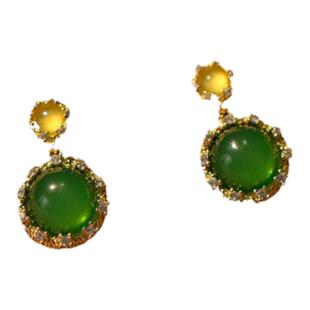 绿幽灵|vintage中古复古宫廷风耳环银针气质轻奢高级感耳钉耳饰女