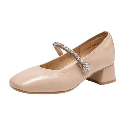 思加图玛丽珍鞋经典奶油鞋浅口鞋