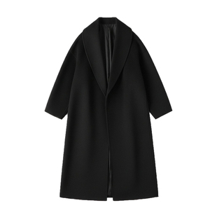大码女装胖mm韩系穿搭黑色毛呢大衣女高级感时尚百搭保暖呢子外套