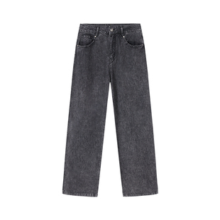 Jamor复古做旧牛仔裤2025夏季新款高腰直筒显瘦裤子女装