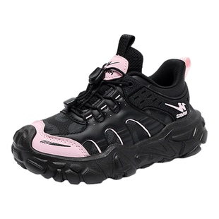 双星女童鞋子2025春秋新款皮面防水儿童运动鞋男童软底防滑跑步鞋