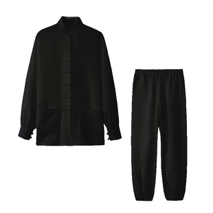 太极服女武当亚麻武术比赛表演服装男春夏季薄款晨练太极拳练功服