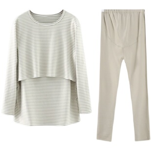 秋冬季加厚纯棉哺乳衣加肥200斤加大码哺乳秋衣喂奶秋衣秋裤套装