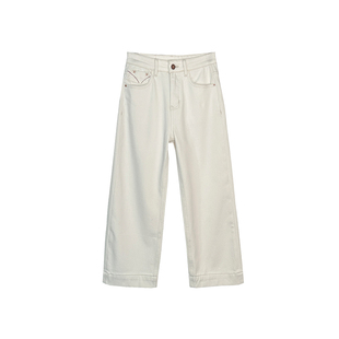 主推挚爱!软糯舒适加绒直筒裤女显瘦四面弹白色九分阔腿牛仔裤子