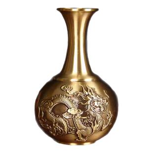 宝瓶佛堂观音净水瓶铜龙凤花瓶客厅佛前插花玄关供桌结婚拜堂摆件