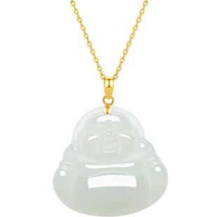 周六福和田玉吊坠金镶玉白玉弥勒佛笑佛玉坠挂件佛公新年礼物