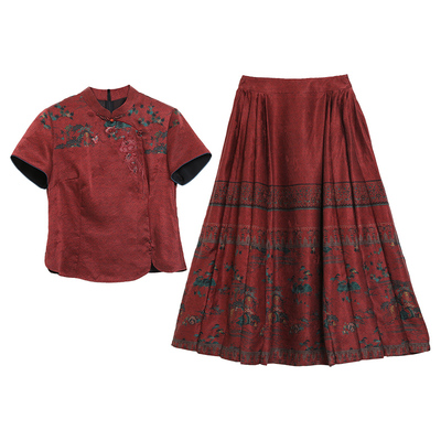 国风真丝上衣改良马面裙两件套