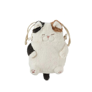 日本Livheart可爱毛绒胖茶米系列抽绳拉链斜挎包手机包化妆包礼物