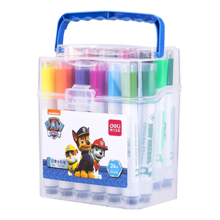 得力印章水彩笔儿童可水洗无毒幼儿园画画全套装礼盒小学生美术绘画专用12色24色36色水溶性宝宝颜色笔涂色笔