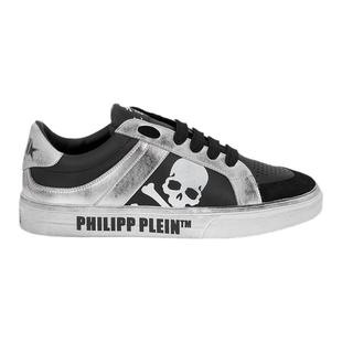 PHILIPP PLEIN 2025秋冬男女同款骷髅皮面低帮板鞋脏脏鞋休闲鞋