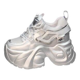 小白鞋女内增高15cm小个子13cm隐形增高超高跟11cm老爹鞋9公分女