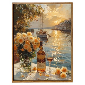 北欧风海边夕阳风景数字油画diy