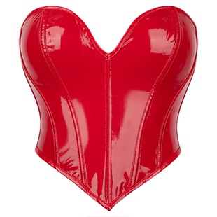 性感红色PVC托胸性感塑身上衣Red PVC bodice sexy shapewear top