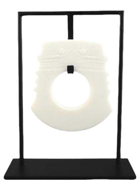 中式禅意树脂白色玉璧平安扣摆件