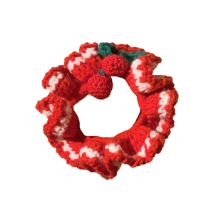 圣诞颂歌~红色樱桃针织毛线大肠发圈女高级感低马尾发饰头绳秋冬