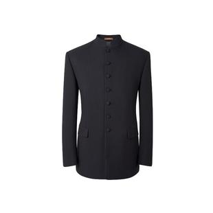 【廓版中山装】吉约蒙男黑色新中式西服套装新郎结婚礼服立领西装