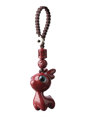 朱砂小鹿钥匙扣挂件一路平安吊坠