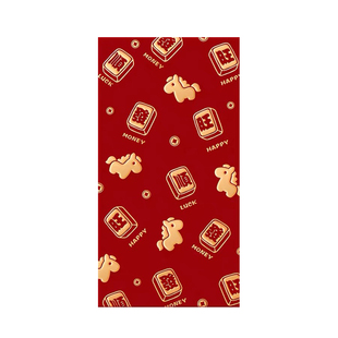 马年烫金高档利是封2026可爱萌马红包创意厚款大号方形轻奢麻将马