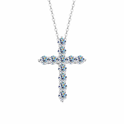 爆闪!高碳钻满钻十字架!通体纯银轻奢经典精致时髦百搭锁骨链项链