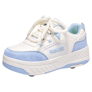 暴走鞋女童鞋子四轮隐形可拆卸轮滑鞋儿童女孩飞行鞋带轮子溜冰鞋