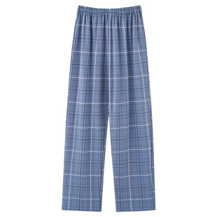 宜而爽秋季格子长裤宽松大码舒适家居裤冬天休闲居家可外穿睡裤男