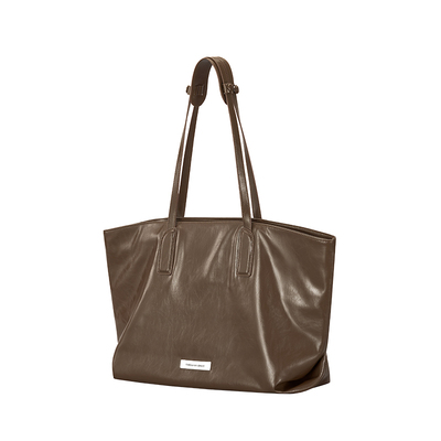 LIVEBOX牛皮大容量托特包褐绿色