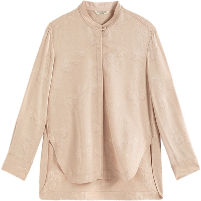 EXCEPTION例外女装2026春季新品绵羊毛混纺复古提花立领设计衬衫