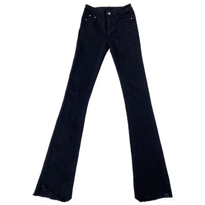 petty Elsa加长微喇叭裤牛仔裤女裤2025春新韩版显瘦高腰紧身黑色