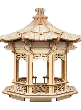 建筑形鲁班锁木质榫卯拼装模型