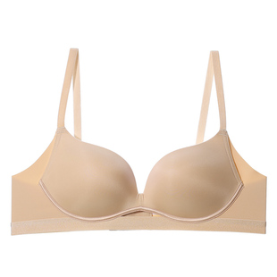 梧桐本色光面无痕文胸无钢圈小胸聚拢中厚透气内衣简舒系 WN23163