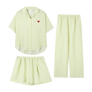 【三件套】带胸垫睡衣女士夏天2026新款短袖短裤可外穿家居服套装