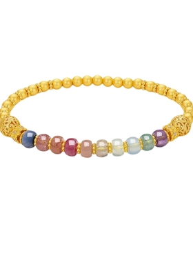 周六福多彩手串女S925银手链手饰高级感小众百搭送女友圣诞礼物