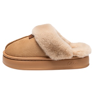 朴西冬季棉拖鞋女士新款家居室内防滑厚底毛绒情侣棉拖鞋男麂皮绒